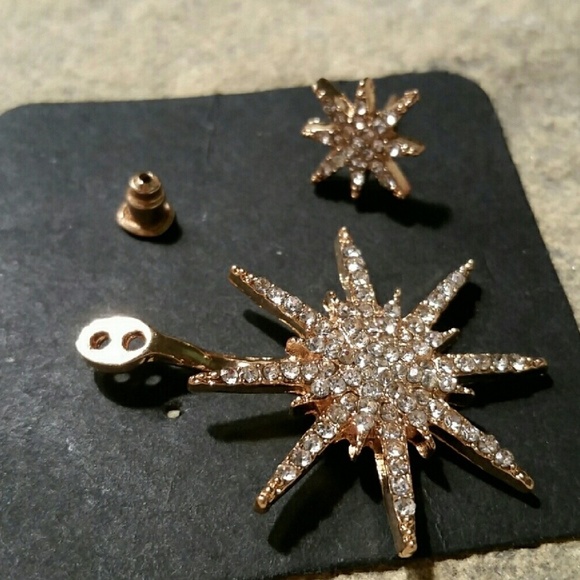 NEW ✴ Starburst Gold Pave Crystal Earring Jacket - Picture 4 of 7